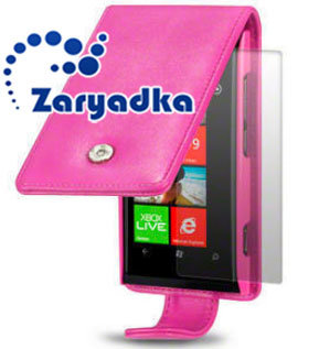 Оригинальный кожаный чехол для телефона Nokia Lumia 800 розовый флип Оригинальный кожаный чехол для телефона Nokia Lumia 800 розовый флип